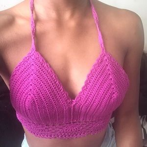Purple Crochet Halter Top